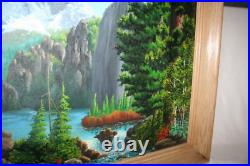 Vtg Wilderness Oil Painting Signed Wildlife Artist J E Kennedy Rocky Mountains