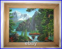 Vtg Wilderness Oil Painting Signed Wildlife Artist J E Kennedy Rocky Mountains