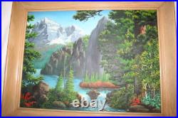 Vtg Wilderness Oil Painting Signed Wildlife Artist J E Kennedy Rocky Mountains