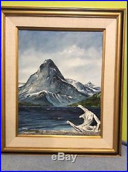 Vtg original oil signed NW Mt. Sinpack painting Joan brosnanan 1975 Glacier park