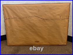 Vtg signed SONG K oil painting canvas board asian seascape boats 36 x 24