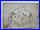 WALT DISNEY drawing and painting on old paper signed stamped vintage