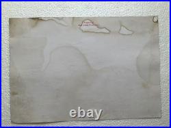 WALT DISNEY drawing and painting on old paper signed stamped vintage