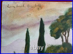 WINSTON CHURCHILL oil painting on canvas, vtg stamped signed