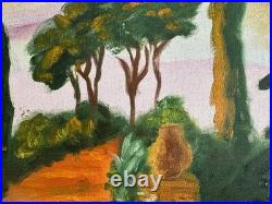 WINSTON CHURCHILL oil painting on canvas, vtg stamped signed