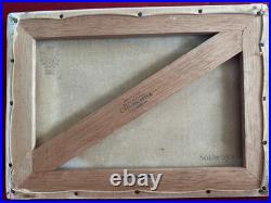 WINSTON CHURCHILL oil painting on canvas, vtg stamped signed