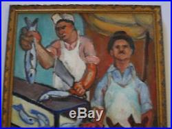 Wasserman Painting Vintage Antique Wpa Ashcan Urban Butcher Expressionist Mod