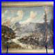 Western Oil Vintage Painting Mountain Water Rocks Landscape Original Art Signed