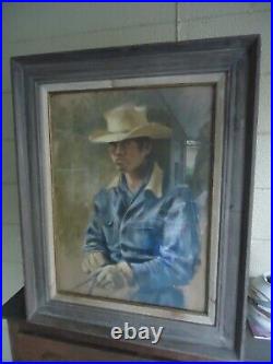 Western Signed Williamson Original Vintage Cowboy Pastel Painting