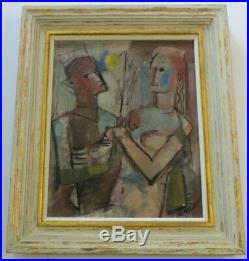 William Munson Abstract Rare Cubism Painting Portrait 1940's Vintage Modernism