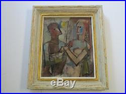 William Munson Abstract Rare Cubism Painting Portrait 1940's Vintage Modernism