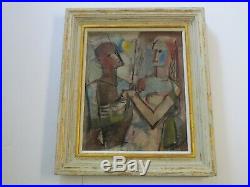 William Munson Abstract Rare Cubism Painting Portrait 1940's Vintage Modernism