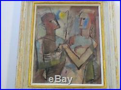 William Munson Abstract Rare Cubism Painting Portrait 1940's Vintage Modernism