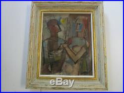 William Munson Abstract Rare Cubism Painting Portrait 1940's Vintage Modernism