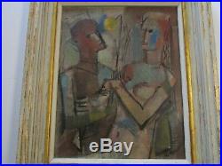 William Munson Abstract Rare Cubism Painting Portrait 1940's Vintage Modernism