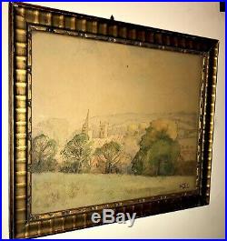 Winston Churchill Painting Hand Signed Vintage Art Watercolor Original Paper