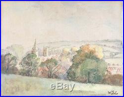 Winston Churchill Painting Hand Signed Vintage Art Watercolor Original Paper
