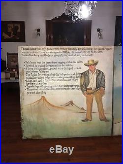 Wrangler Levi Denim Jeans Store Rodeo Ben Vintage Cowboy Canvas Oil Painting