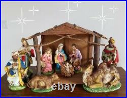 X-Large 12 VTG Hand-Painted 11 PC NATIVITY SET Made in ITALY + STABLE Fontanini