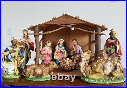 X-Large 12 VTG Hand-Painted 11 PC NATIVITY SET Made in ITALY + STABLE Fontanini