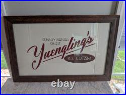 YUENGLING'S ICE CREAM PENNSYLVANIA'S FINEST Back Painted Glass Sign Vintage