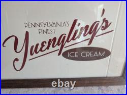 YUENGLING'S ICE CREAM PENNSYLVANIA'S FINEST Back Painted Glass Sign Vintage