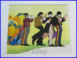 Yellow Submarine Lineup Beatles Animation Cel Hand Painted Painting Vintage Mod