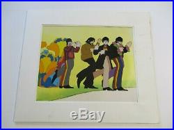 Yellow Submarine Lineup Beatles Animation Cel Hand Painted Painting Vintage Mod