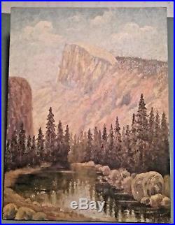 Yosemite Half Dome Signed Vintage Oil On Canvas Landscape Painting 1934